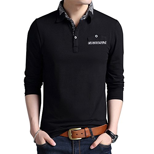 Wishere New Men's Fashion T-shirt Cotton Long-sleeved Polo Shirt