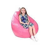 Gold Medal Bean Bags 30011246822TD Large Leather Look Tear Drop Bean Bag, Hot Pink