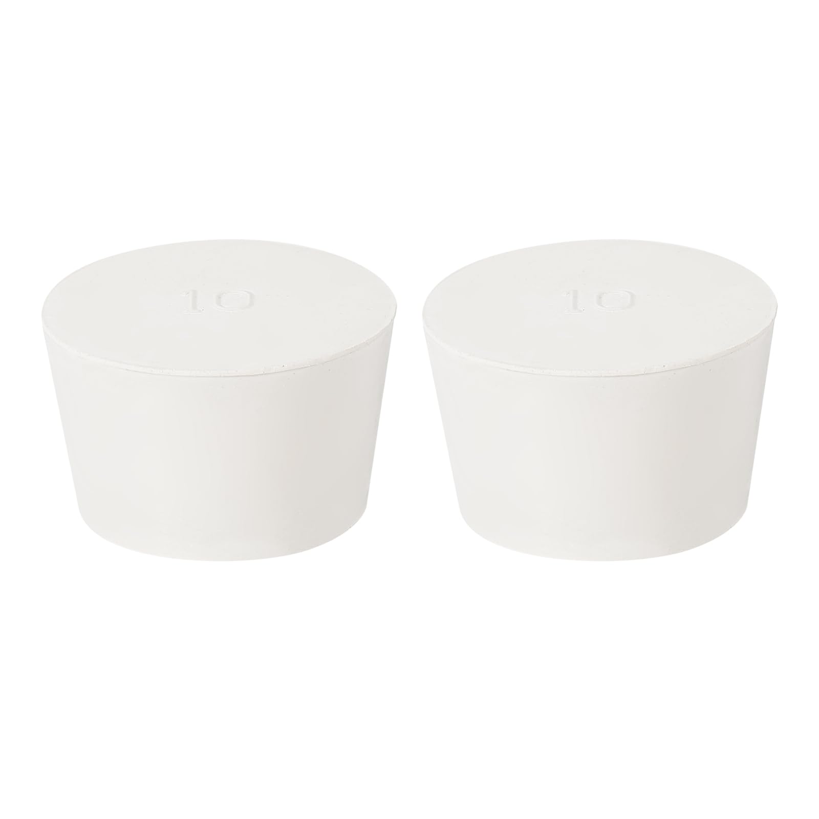 Photo 1 of uxcell 2Pcs Solid Rubber Stoppers, White 10# Tapered Lab Plugs Lab Seal Tube Stopper Plug for Industry and Laboratories, 52x43x32mm