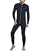 HOTOUCH Mens Thermal Underwear All In One Union Suit With Rear Flap Navy M
