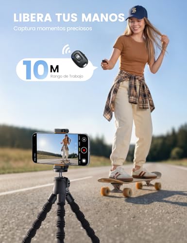 Lamicall Tripie para Celular - [130 g Ultraligero] Selfie Stick para iPhone con Control Remoto, 360° Girando Phone Tripod, con Tornillo de 1/4'' y Zapata Fría para iPhone, GoPro, Cámara, Pocket 3/4