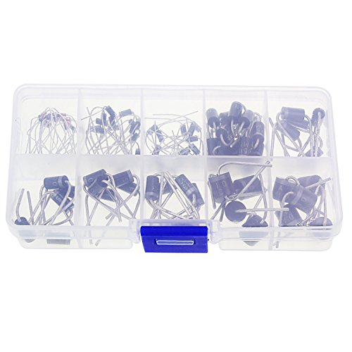 Wimas 10Values 90PCS Rectifier Diode Axial Lead Rectifier Diode Assortment Kit (10Values 90PCS)