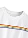 Romwe Women's Summer Rainbow Color Block Striped Crop Top School Girl Teen Tshirts White L