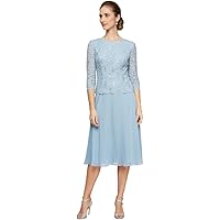 alex evenings women's plus size tea-length lace mock dress Alex Evenings womens Plus Size Tea-Length Lace Mock Dress