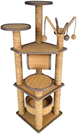 GYJ Pet nest sisal cat Climbing Frame, Cat Scratching Post Wooden Plush Jumping Tree House Toy, Small littera Wonderful Place to Play Exercise and Sleep