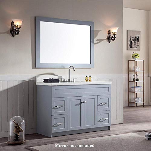 ARIEL-49-Inch-Single-Vanity-Cabinet-in-Grey-with-Pure-White-Quartz-Counter-top-2-Soft-Closing-Doors-4-full-Extension-Dovetail-Drawers-Built-in-Toe-Kick-No-Mirror-49-x-22-x-35