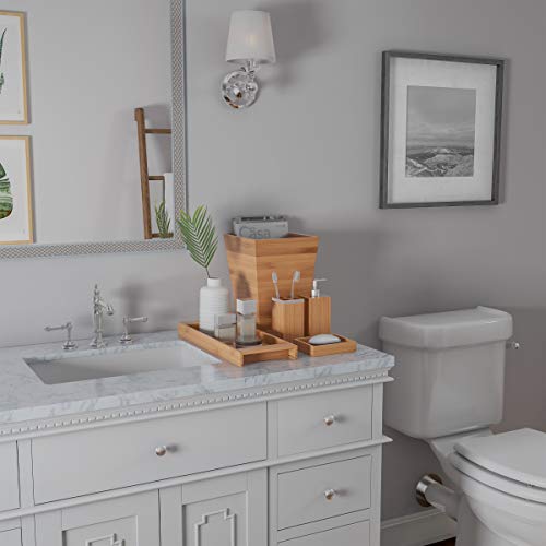 5Piece Bathroom Decor Set Bamboo Bathroom Accessories Set with Trash