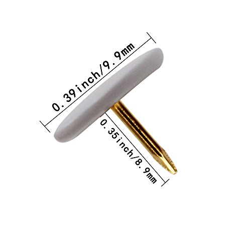 HENREK Push Pins, 3/8-Inch Plastic Round Head, 5/16-Inch Steel Point Thumb Tacks, 300/Box (White)