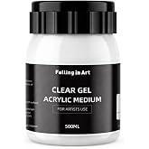 Falling in Art Clear Gel Acrylic Medium, 500ML/16.9Oz Gloss Gel Medium | for Acrylic Paint, Ideal for Texture, Layering,and Extending Paint