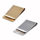 BLUECELL Pack of 2 Stainless Steel Slim Money Clip (Silver & Gold)