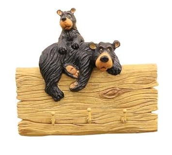 Log Cabin Bear Wall Decor Coat Rack Rustic Decor Cast Iron Key