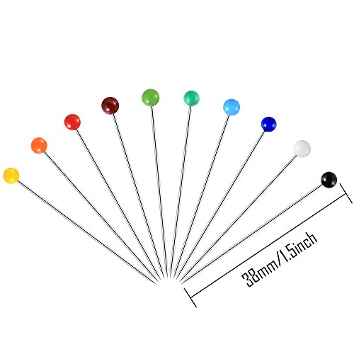 image for Pllieay 1000 Pieces Sewing Pins Multicolor Glass Ball Head Pin Straigh