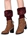 Pangda 4 Pairs Women Faux Fur Boot Cuff Leg Warmers for Winter - Furry Fuzzy Knitted Boot Socks