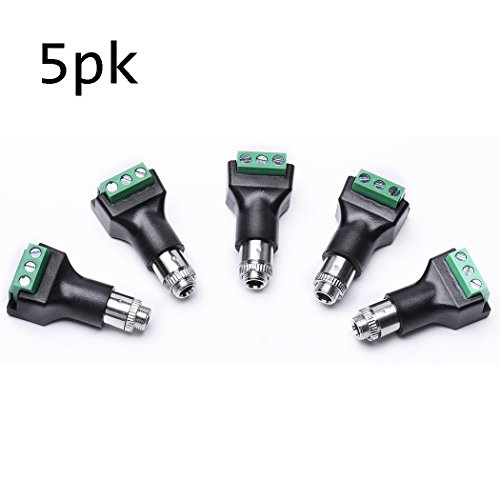 3.5mm Stereo Female terminal block panel mount connector 5 pack