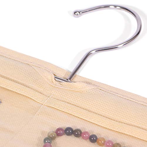 DIOMMELL 80 Pockets Hanging Jewelry Organizer for Women, Storage Bag for Earrings Necklace Bracelet Ring Accessory Display Holder, Beige