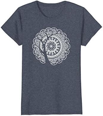 Womens Bohemian Mandala Tree Shadow T Shirt - Gypsy Soul Boho Shirt XL Heather Blue