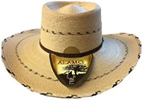 Alamo Cowboy Hat Palm Leaf Flat Brim Open Crown 7 1/4 Tan 28174