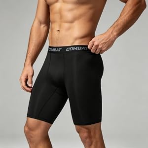 Men's Pro Combat Compression Shorts, Quick Dry Athletic Base Layer Tights for Sports