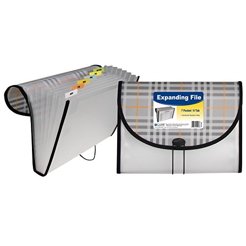 C-Line 7-Pocket Expanding File, Includes Tabs, Letter Size, 1 Expanding File, Plaid Design (58012)
