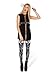 QZUnique Women's Black Skeleton Frame Printed Elastic Tights Leggings