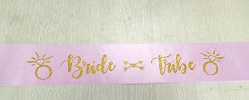 FLAIR 10PCES PINK BRIDE TRIBE SASHES WITH GOLD GLITTER RING & CUPID'S ARROWS PLUS 1 x WHITE BRIDE TO BE SASH: Perfect for TEAM BRIDE BACHELORETTE PARTY (DELIVERED WITHIN 7 TO 10 DAYS)