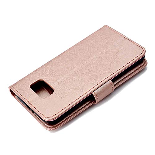 Case Galaxy S6, Bear Village PU Leather Embossed Design Case with Card Holder and ID Slot, Wallet Flip Stand Cover for Samsung Galaxy S6 (#1 Rose Gold) - Thumbnail 5