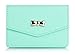 FYY Business Card Holder, Handmade Premium Leather Business Name Card Case Universal Card Holder with Magnetic Closure (Hold 30 pics of Cards) Mint Green