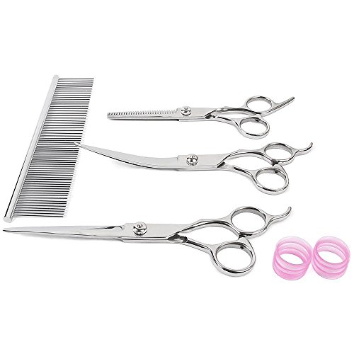Professional Pet Dog Grooming 7 Inch Scissors Set Straight&Curved&Thinning Shears Ki