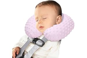 HKSICHENGKEJI Neck Pillows Kids Travel Pillow Inflatable Head Support Pillow Cute Cozy U Shape Neck Pillow for Car Seat Airplanes Train Soft Washable Chin Neck Support Pillow for Toddler Boys Girls (Pink)
