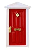 RoseSummer 1:12 Dollhouse Miniature Wood Fairy Door Red Assembled with Metal Accessories