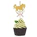 Glitter Gold Carousel Horse Cupcake or Cake Toppers Party Favors (12-Pack)