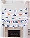 Airplane Aviator Themed Party Decorations, Plane Birthday Party Supplies for Boys, Airplane Birthday Party Decorations with Happy Birthday Banner, Airplane Happy Birthday Banner Pennant - Airplane Party Decoration - Up Up and Away Party for Boys Girls Kids 1st 2nd 3rd 4th Bday Decor