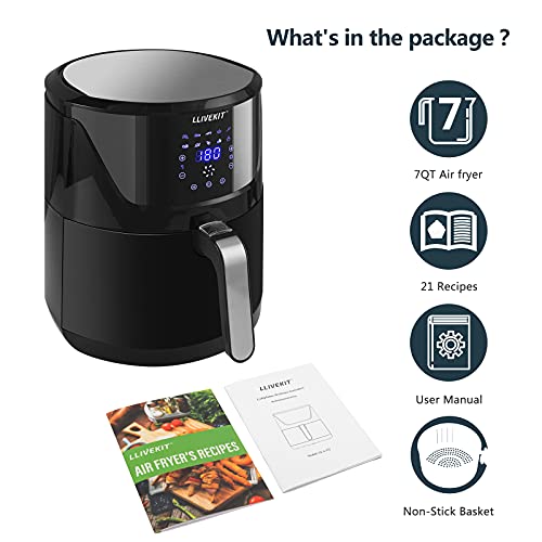 LLIVEKIT 10In1 Air Fryer Large Family Size 7 Quart Hot Air Fryer Oil