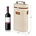 Tirrinia 2 Bottle Wine Gift Tote Carrier - Leakproof & Insulated Padded Versatile Wine Cooler Bag for Travel, BYOB Restaurant, Wine Tasting, Party, Dinner,Gift for Wine Lovers, Beige