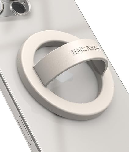 Encased Magnetic Phone Grip Holder (Compatible with MagSafe) Thin Silicone Finger Loop Ring for iPhone (Ivory)