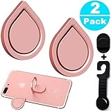 Phone Ring Stand Holder - 2 Pack 360° Rotary Finger Grip Stand Holder Ring - Car Mount Phone Ring Grip for iPhone/Samsung/Galaxy/iPad/Phone Case (Rose gold Water Droplets)