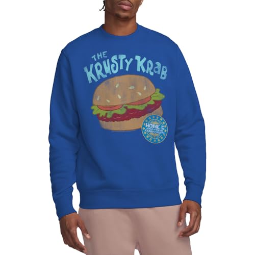 SPONGEBOB SQUAREPANTS Unisex Spongebob Krusty Krab Crew Sweatshirt, königsblau, XL