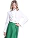 PrettyGuide Women's Victorian Blouse Long Sleeve Gothic Shirt Retro Stand-Up Collar Lotus Ruffle Tops Ivory L
