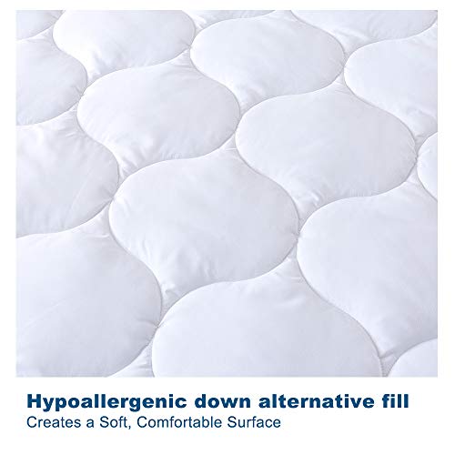 DOWNCOOL Waterproof Mattress Pad Cover - Hypoallergenic Breathable Soft Top Down Alternative Filling Quilted Fitted Protector Stretches up s to 8''-21'' Deep Pocket (Queen 60x80 Inch)