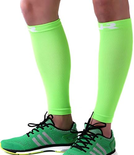 Calf Compression Sleeve - Helps Shin Splints. Women &amp; Men Leg Socks for Running, Basketball, Volleyball, Baseball, Walking, Cycling, Sports Training Guard (Large / X-Lagre, Fluorescent Green)