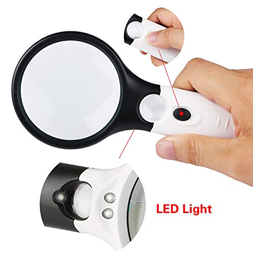 Microscopes & Endoscope,Maserfaliw Magnifier,Beileshi 3X 45X Handheld 3 LED Light Magnifier Reading Magnifying Glass Loupe