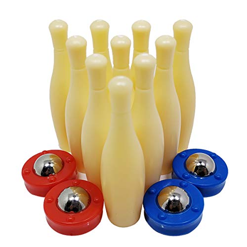 KETIEE Desktop Bowling Game Table Shuffleboard Rollers Bowling Pins Set Mini Bowling Creative Game Toy for Kids Men