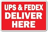 UPS & FEDEX DELIVER HERE Sign delivery truck mail office parking | Indoor/Outdoor | 12