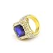 HongBoom Hot Hip Hop Rings 18K Gold Silver Plated CZ CRYSTAL Fully Iced-Out CUBAN Blue Ruby Ring (Gold/US Size 8)
