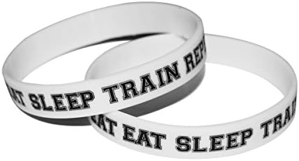 Inspirational "EAT SLEEP TRAIN REPEAT" Rubber Training Workout Crossfit Fitspo Fitness Bracelets Silicone Gym Wristbands (10 Pieces)