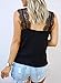 Canikat Women's Summer Sleeveless Shirts V Neck Lace Strappy Trim Camisole Tank Tops Loose Blouse Black S