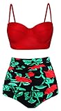 AnniBlue Women Vintage High Waisted Bikini Two Piece Bathing Suit Swimsuits