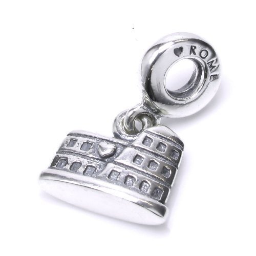Queenberry Landmark Series Sterling Silver Rome Colosseum Dangle European-style Bead Charm