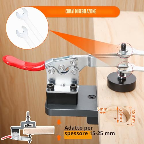 35MM Metal Hidden Hinge Temple with Quick Clamp, Accurate Locator Guide for Hole Punching, Professional Woodworking Tool for Hinge Mounting