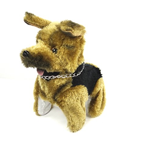 K9 german shepard toy puppy walks, sits down, barks and stands up…